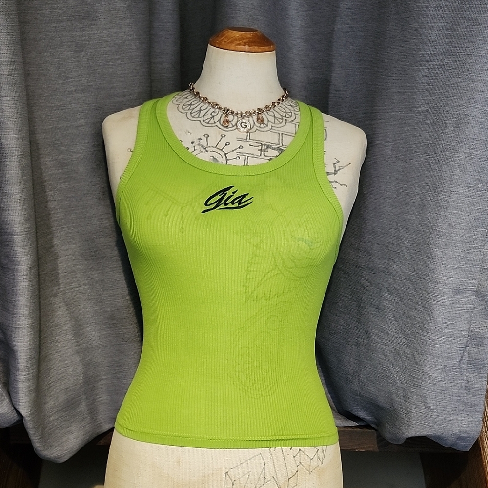 I.AM.GIA Neon Green Ribbed Tank Top